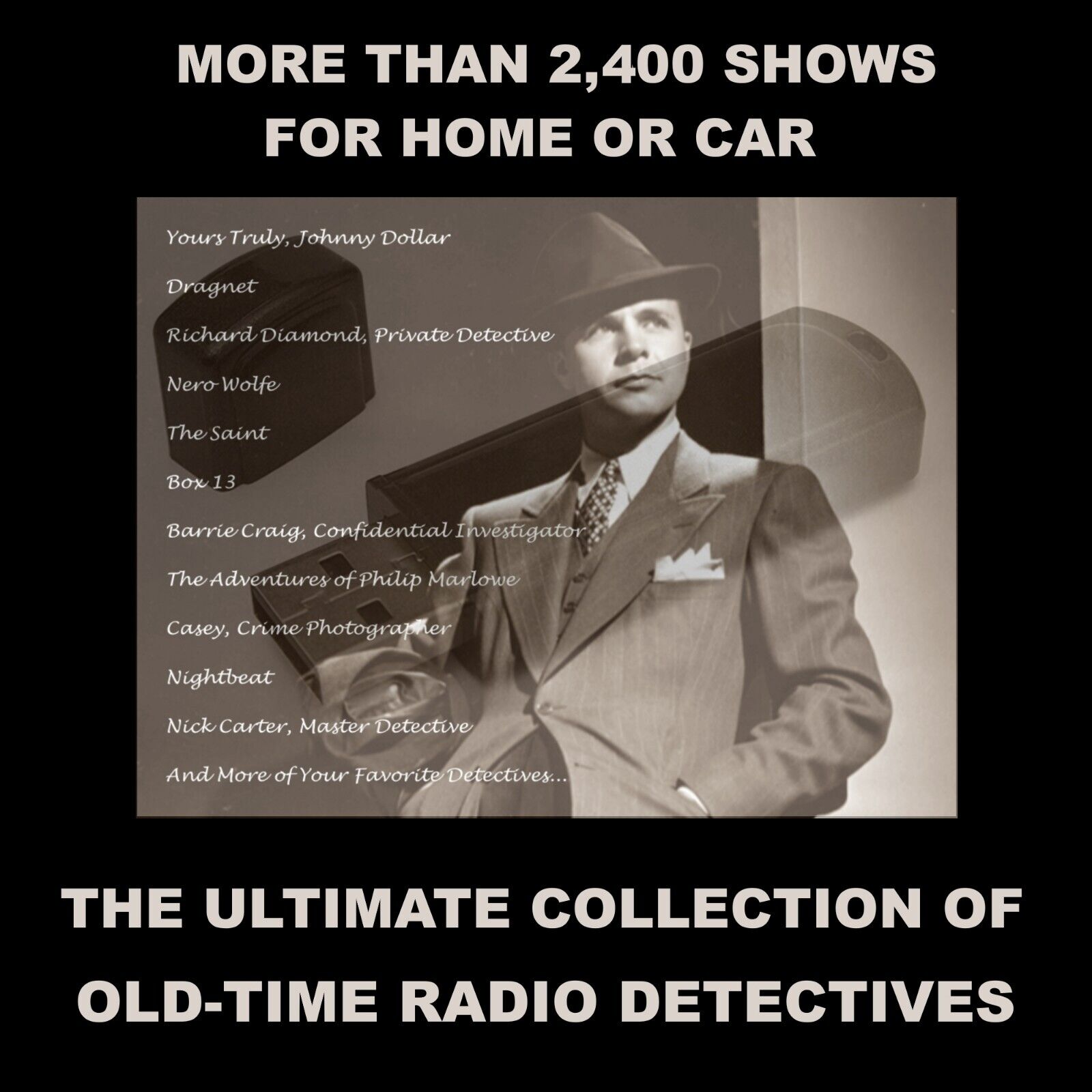 ULTIMATE COLLECTION OF OLD-TIME RADIO DETECTIVES. 2,475 SHOWS ON USB FLASH DRIVE