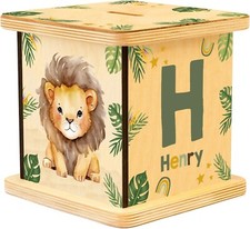 Personalized Safari Wooden Piggy Bank for Kids, Custom Gifts for Boys Kids
