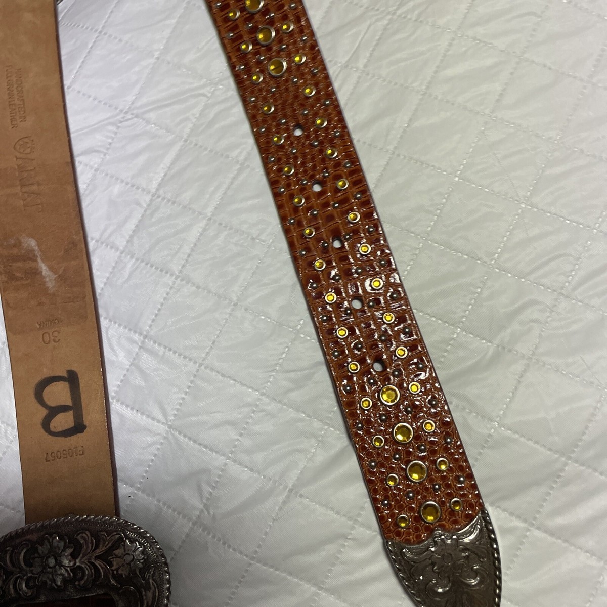 Ariat Girl Brown Western Leather Belt with Croc Print and Silver Cross and Studs Amazon.com: ARIAT Youth Girls Rhinestone Cross Conchos Faux  main image 4