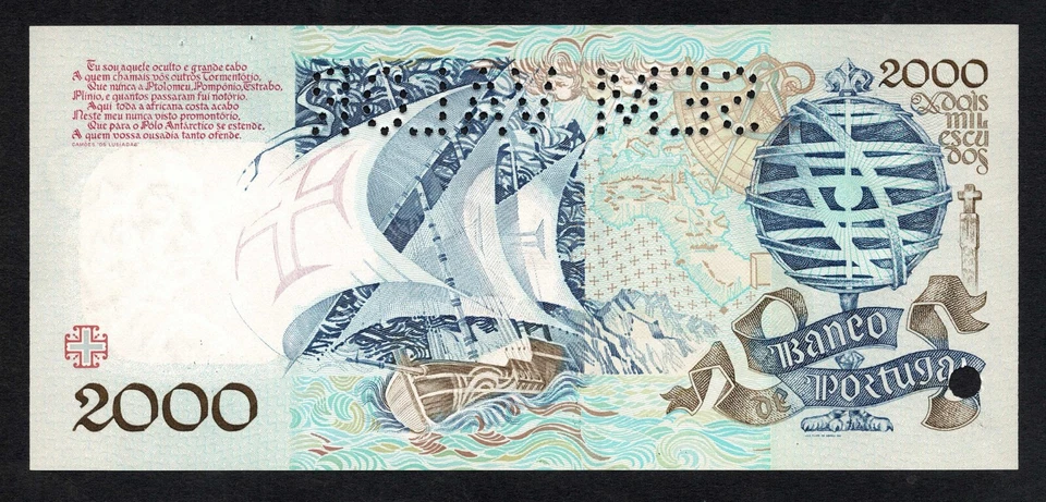 Portugal Raro ESPECIMEN 2000 Escudos 1991 UNC Foto 3 de 3