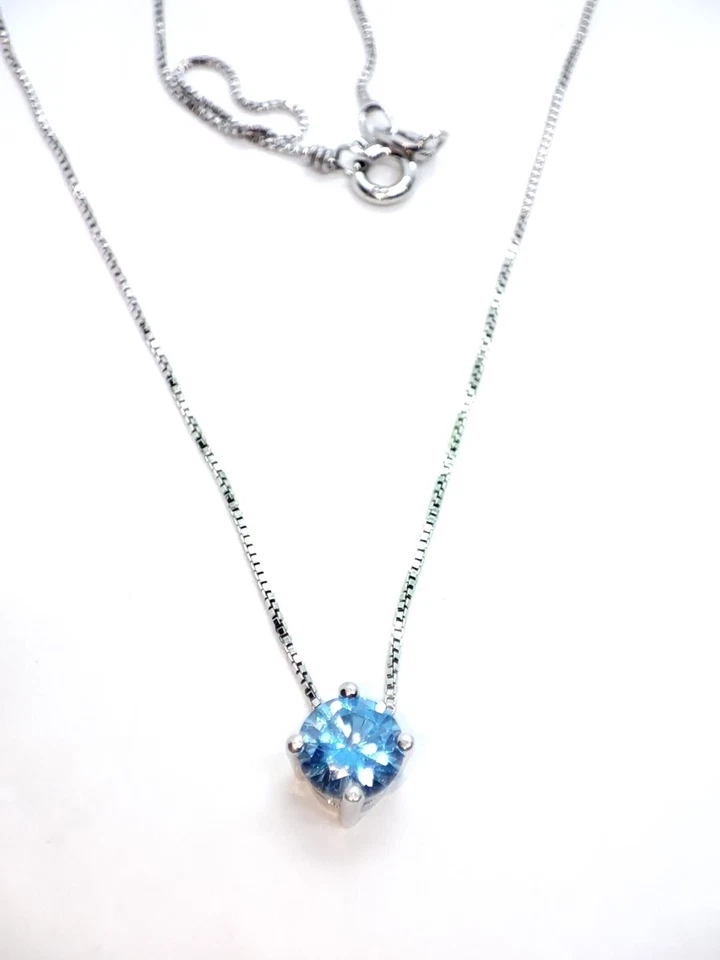 PUNTO LUCE  6 MM AZZURRO CON ZIRCONE IN ARGENTO COLLANA OMAGGIO - Immagine 2 di 3