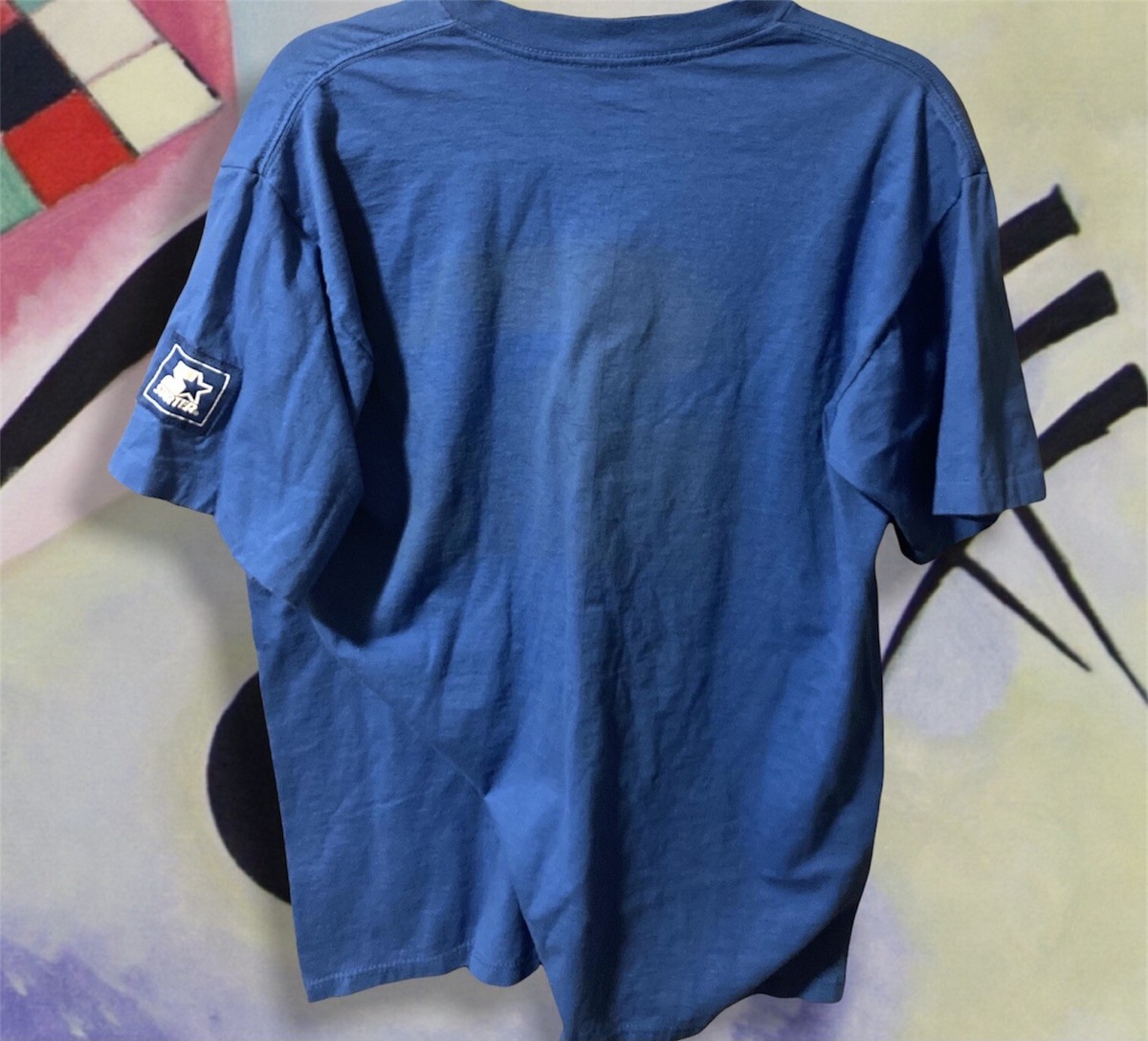 Starter T Shirt Vintage 90s Blue Red Big Logo Made in USA Size M