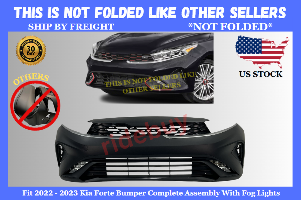 Fit 2022 - 2023 Kia Forte LX Bumper Front Complete Assembly w/foglight-K1000219A