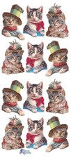 Violette Stickers Victorian Kitty Cats with Hats  Bonnets Craft Planner Supply