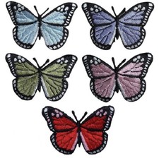 Butterfly Applique Patch Set - Insect Bug Badge 2" 5-Pack, Iron on or Sew on 