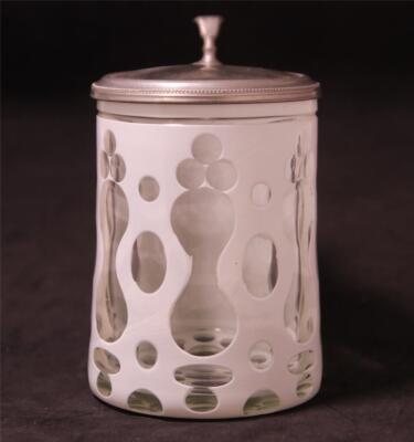Antique German/Bohemian Glass Beer Stein White Overlay Wheel Cut c.1860s