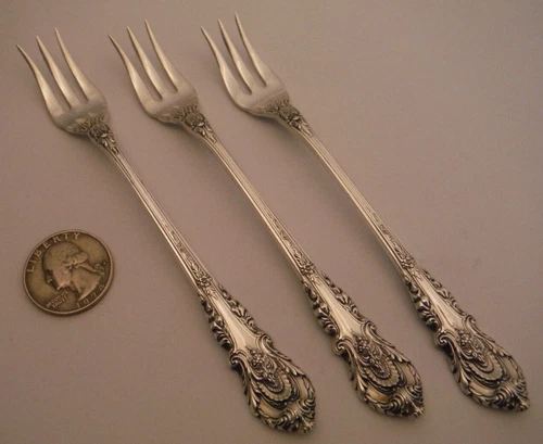 3 SIR CHRISTOPHER by Wallace Sterling Silver Cocktail Forks 5 1/2" NO MONO CRISP
