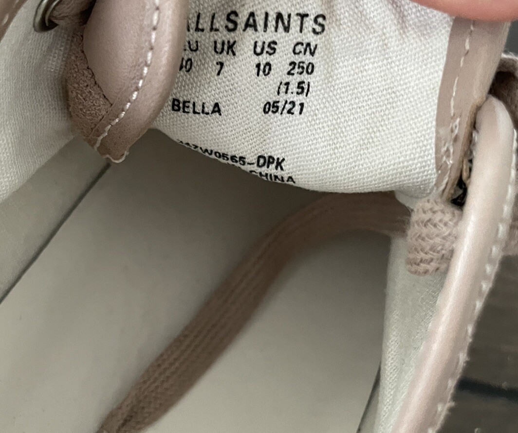 AllSaints Bella Suede Leather Low Top Platform Pink Sneakers