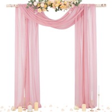 Wedding Arch Draping Fabric 29" x 20Ft 2 Panels Dusty Rose Sheer Outdoor Curt...