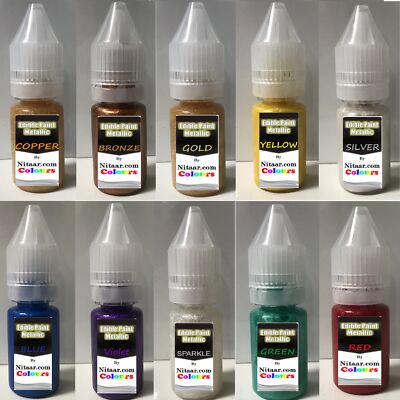 100% REINE essbare Farben Metallic Farben Kuchen Basteln Dekorieren Lebensmittelfarbe