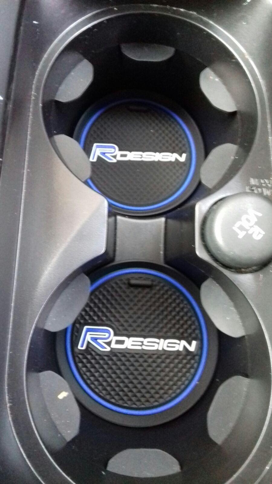 PAIR BLUE DESIGN CUP HOLDER ANTISLIP MAT CAR FITS VOLVO XC90 V90 V40