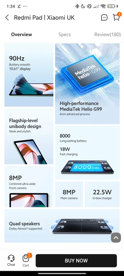 Redmi Pad Graphite Grey 4GB RAM 128GB ROM + 128GB SD card BRAND NEW SOLD OUT - Image 2 of 3