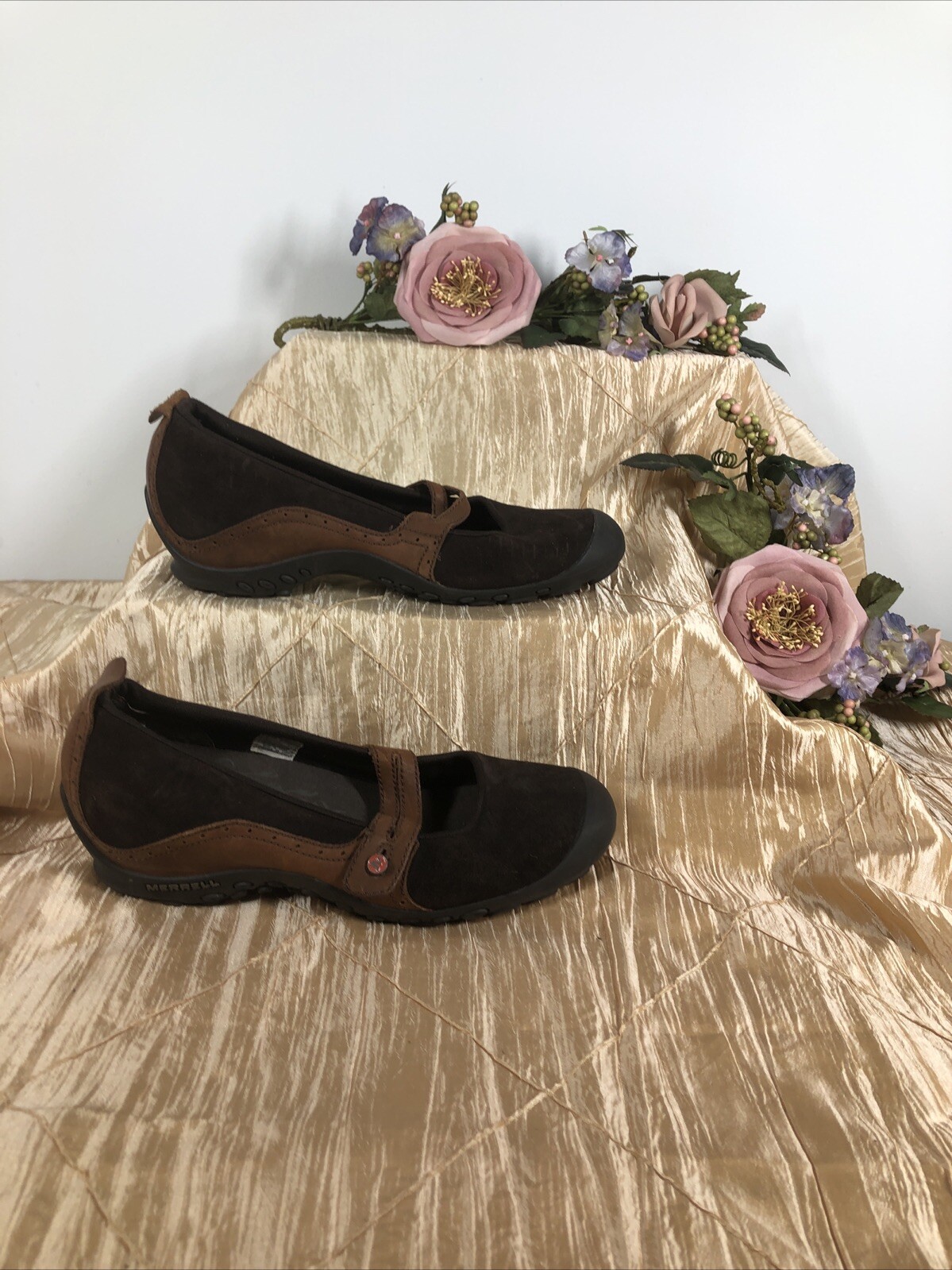 Merrell Plaza Bandeau Expresso marrone Mary Jane scarpe in pelle scamosciata da donna taglia 11