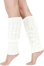 Leg Warmers for Women 80s Cable Knit Leg Warmer for Ballet Dance D-white