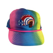 VTG Santa Fe Railway Hat BNSF Cap Railroad Rainbow Indian Chief Logo RARE - READ