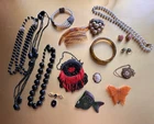 New ListingAntique Vtg Jewelry + Lot of 16: Bakelite, Cameo, Flapper Necklace, Snake Bangle