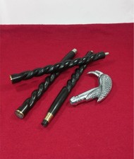 Raven Handle Walking Cane: Handmade Black Wood Shaft, Aluminum Bird Head