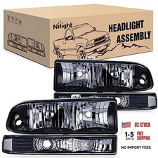 Black Housing  Clear Reflector Headlight Assembly for 1998 1999 2000 2001