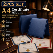2PCS A4 Certificate Portfolio PU Leather Diploma Album Case for Award Documents