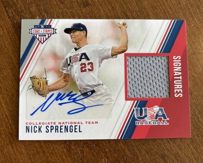 Nick Sprengel 2018 USA Baseball Stars Jersey Auto #16 Tampa Bay Rays /299