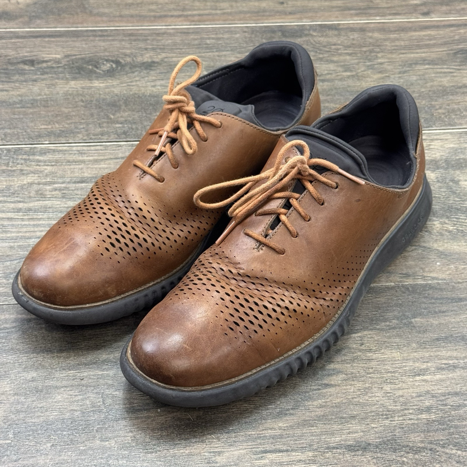 SAOLA Scarpe Cole Haan uomo 12 M 2.ZeroGrand foderate laser marrone Oxford casual C25351