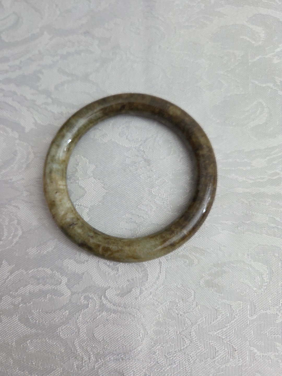 Solid Natural Green jade Stone Bangle Bracelet - image 1