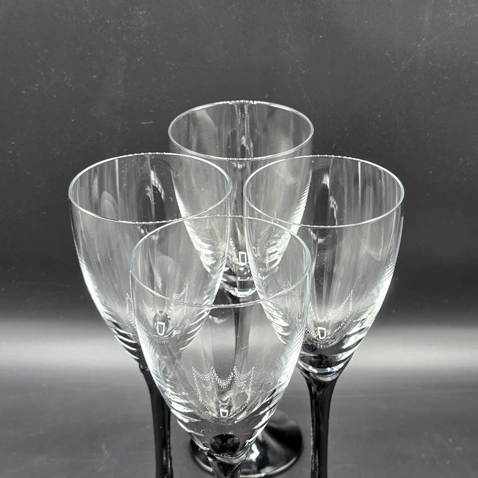 Conjunto de 4 taças de vinho cristal Mikasa Alexandra haste preta 8" copo de corte elegante - Imagem 2 de 4