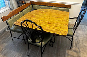 4-Piece Corner Breakfast Nook Set Table Bench 2 Chairs Wood/Metal Brown