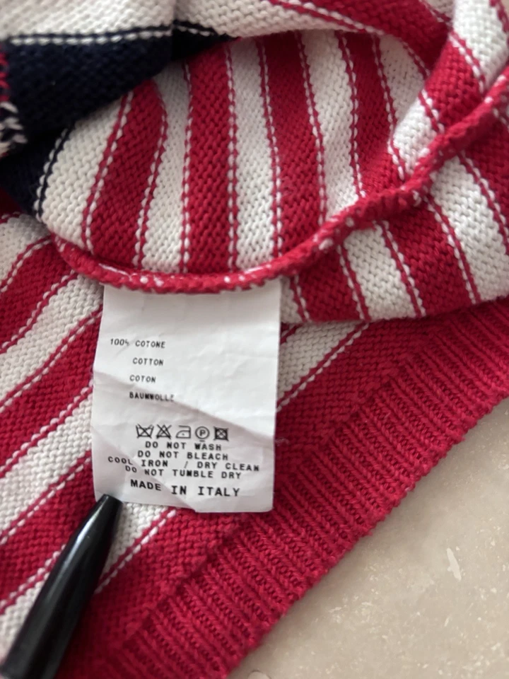 Suéter Etro Hombre Algodón Rayas Rojo Blanco Mediano Vintage Años 90 Foto 4 de 4