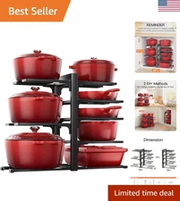 Elegant Heavy-Duty 8-Tier Pots and Pans Organizer - Adjustable, 120 lbs Capacity