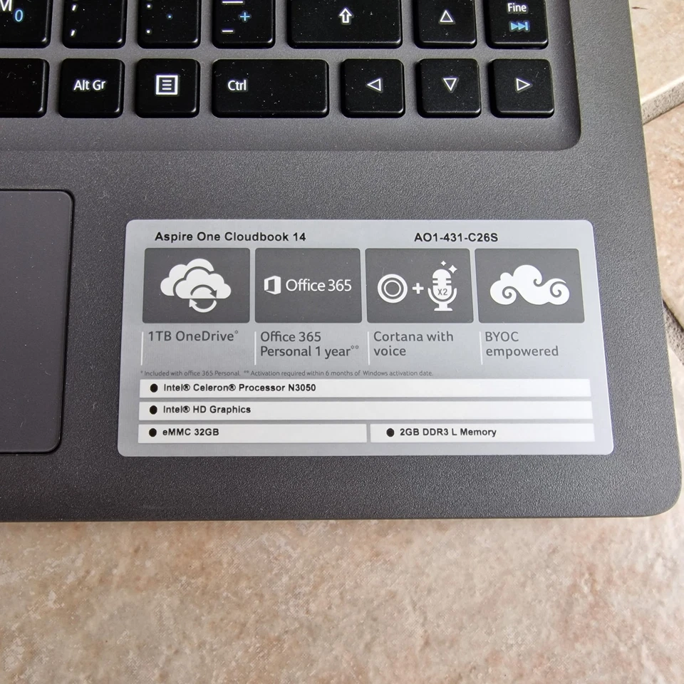 Notebook portatile Acer Aspire One Cloudbook 14 - Immagine 2 di 4