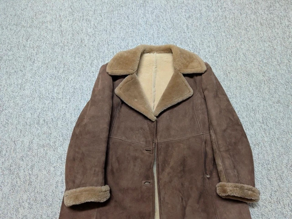 Abrigo ranchero vintage de piel de oveja XL marrón vaquero occidental 46 Foto 3 de 4