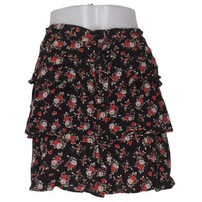 Zara, jupe, taille : S, noir/multicolore, viscose, fleurs, femme #TfU - Photo 1/4