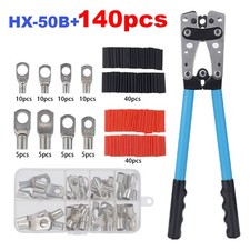 140PCS Copper Lugs Ring Terminals Bare Battery Welding Crimp Wire Connectors Kit