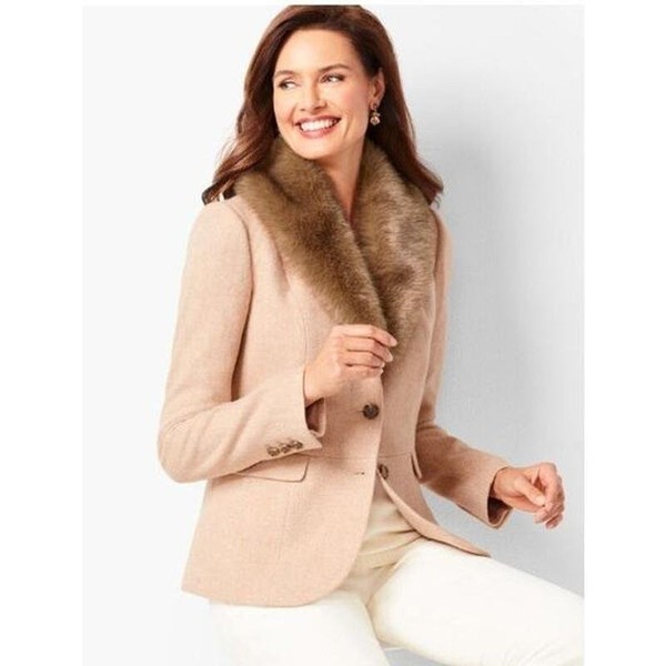 Women Vintage Blazer Beige Wool 36 / S / 44