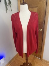 Jones New York Women's Red Cardigan Sweater Open Front Size XL EUC