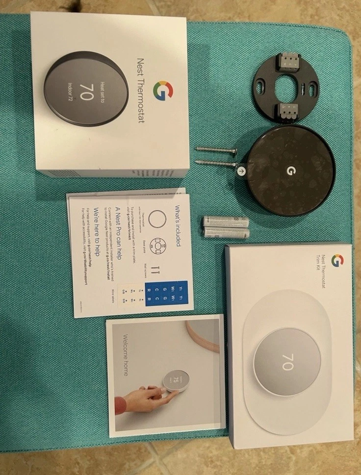 Google Nest Smart Thermostat (Snow) & Trim Kit - GA01334