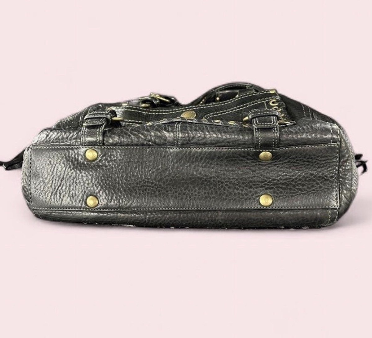 バッグ Y2K COACH Vintage Leather Hand Bag Rare RARE Y2K Coach Vintage 10972 Black Pebbled Chelsea Abbey Laced