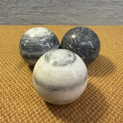 Vintage 3'' Granit Marmor Kugel Kugel Kugel x 3 poliert glänzend schwer 