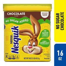 Nestle Nesquik No Sugar Added Chocolate Powder, 16 oz, Can, Makes Instant Chocol Nestle Nesquik No Sugar Added Chocolate Powder, 16 oz, Can, Makes Instant Chocol - Image 1