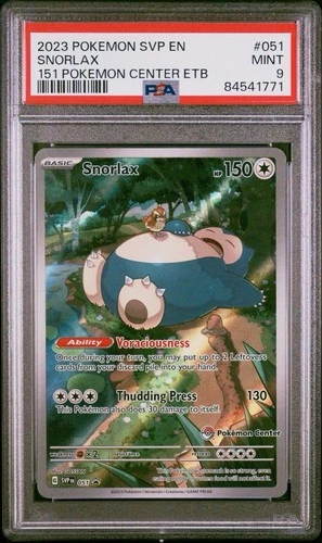 2023 POKEMON SVP 151 POKEMON CENTER ETB PROMO #051 SNORLAX PSA 9 MINT STAMPED