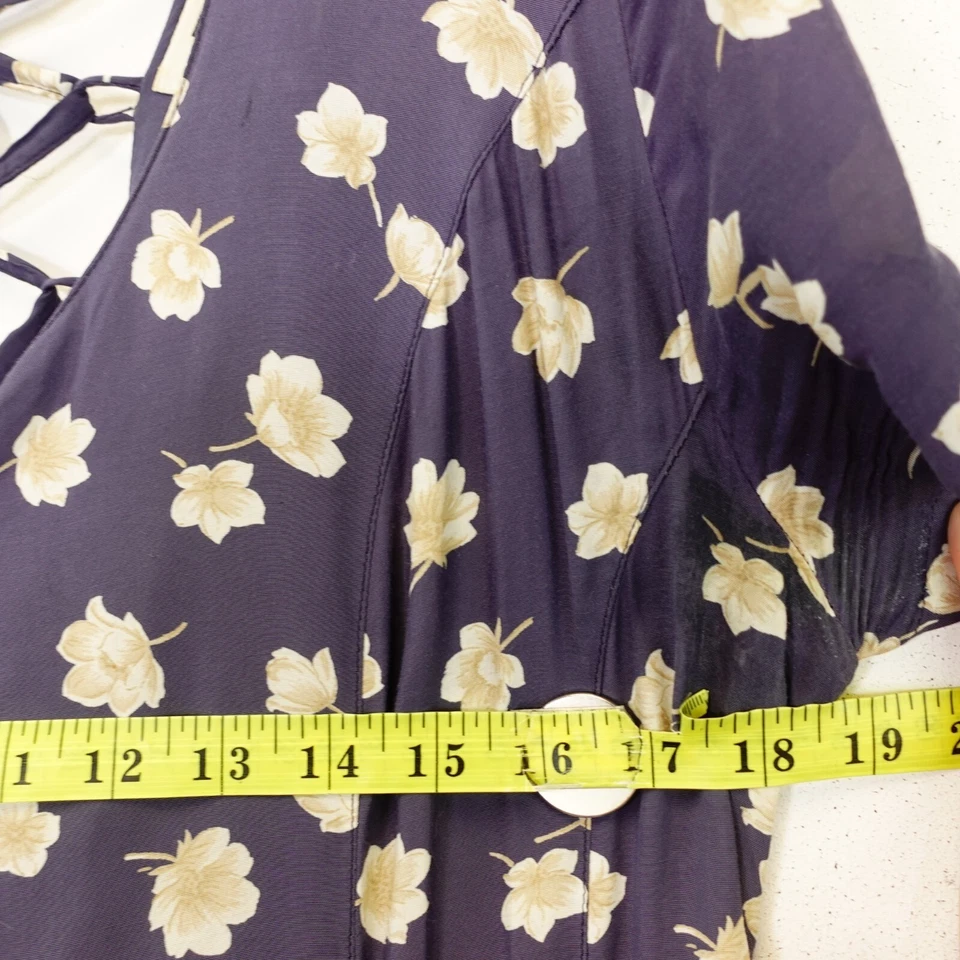 Vestido Midi Con Cordones Mujer PEQUEÑO Púrpura Floral Ditsy Boho Caprichoso Años 90 PS COMPANY Foto 4 de 4