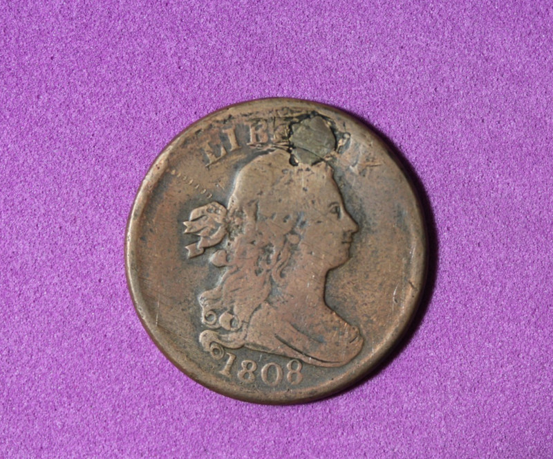 1808- DRAPED BUST HALF CENT #P33362