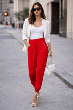 J.Crew Red Dressy Jogger Pants size 14 Holiday Valentine's Colorful Party Night-