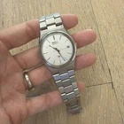 Vtg Seiko Men 7122-8030-P Dress Date Silver Expansion Band Quartz 36mm Watch 7"