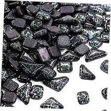 Mosaic Tiles,Glass Tiles, Shine Crystal Mosaic Glass Pieces Bulk Assorted Black
