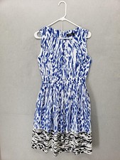 Ellen Tracy Dress Women 4 Animal Print Sleeveless Fit Flare Belted Career Work