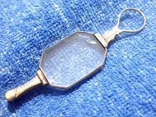 SOLID 10K GOLD 1820'S GEORGIAN FOLD-OUT OCTAGON  SHAPE "SLIDER" LORGNETTE!