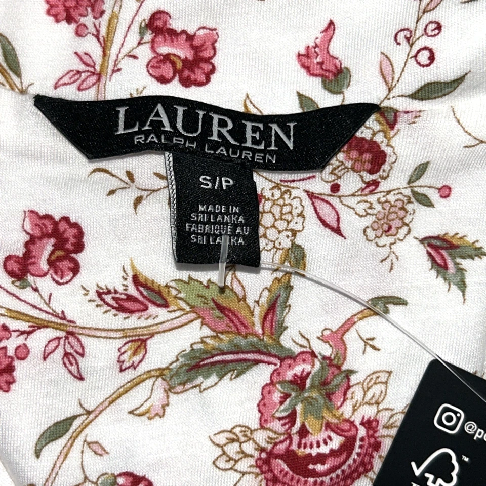 NEW RALPH LAUREN Size S Women's Ivory FLORAL Pajama Pant Set Jersey Knit $74 - Image 3 of 4