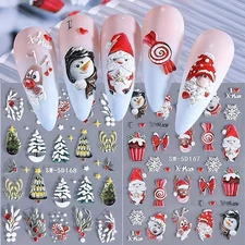 Christmas Nail Art Stickers Decals 5D Embossed Nail Design Stickers Christmas Tr
